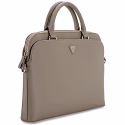 Guess Grained Triangle Logo Zipper Pocket 15" Laptop Bag Brown - GUCB15PGTSPSW