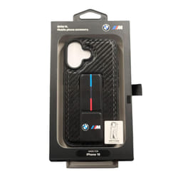 BMW M Grip Stand Smooth and Carbon Case for iPhone 16 6.1" Black