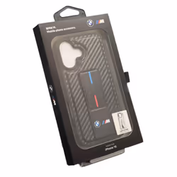 BMW M Grip Stand Smooth and Carbon Case for iPhone 16 6.1" Black