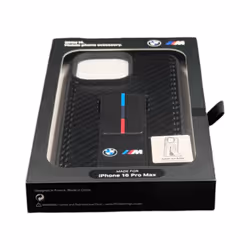 BMW M Grip Stand Smooth and Carbon Case for iPhone 16 Pro Max Black