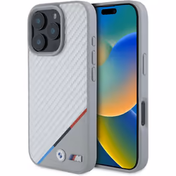BMW M Carbon Tricolor Line Case with MagSafe for iPhone 16 Pro 6.3" Grey - BMHMP16L23PUDTS