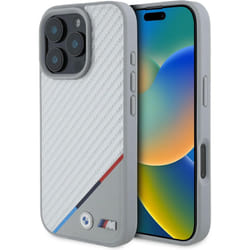 BMW M Carbon Tricolor Line Case with MagSafe for iPhone 16 Pro 6.3" Grey - BMHMP16L23PUDTS