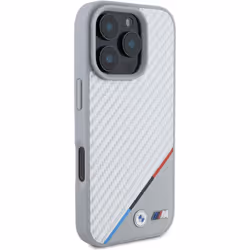 BMW M Carbon Tricolor Line Case with MagSafe for iPhone 16 Pro 6.3" Grey - BMHMP16L23PUDTS