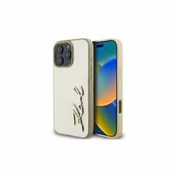 Karl Lagerfeld Metal Signature Case for iPhone 16 Pro 6.3" Gold