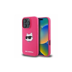 Karl Lagerfeld Silicone Choupette Head Print Case with MagSafe for iPhone 16 Pro Max 6.9" Fuchsia