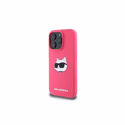 Karl Lagerfeld Silicone Choupette Head Print Case with MagSafe for iPhone 16 Pro Max 6.9" Fuchsia