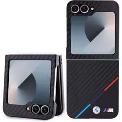 BMW Carbon Tricolour Case with MagSafe for Samsung Galaxy ZFlip6 Black