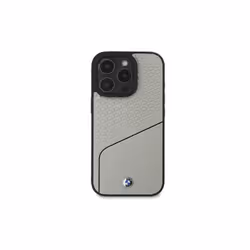 BMW Sign Leather Textured and Line Case with MagSafe for iPhone 16 Pro 6.3" Grey