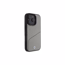 BMW Sign Leather Textured and Line Case with MagSafe for iPhone 16 Pro 6.3" Grey
