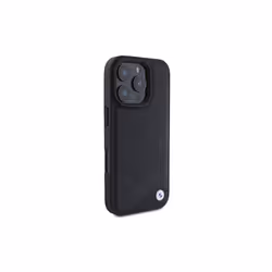 BMW Signature Leather Crossing Lines Pattern Case for iPhone 16 Pro 6.3" Black