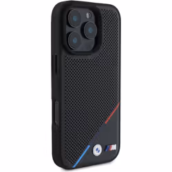BMW M Perforated Tricolor Line Case with MagSafe for iPhone 16 Pro Max 6.9" Black - BMHMP16X23PUPDK