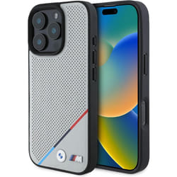 BMW M Perforated Tricolor Line Case with MagSafe for iPhone 16 Pro Max 6.9" Grey - BMHMP16X23PUPDG