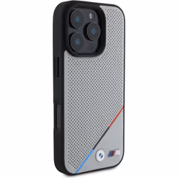 BMW M Perforated Tricolor Line Case with MagSafe for iPhone 16 Pro Max 6.9" Grey - BMHMP16X23PUPDG