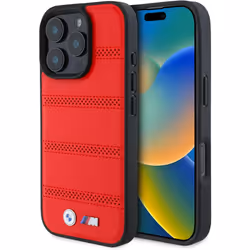 BMW M Perforated Stitched Line Case with MagSafe for iPhone 16 Pro Max 6.9" Red - BMHMP16X23PUSPR