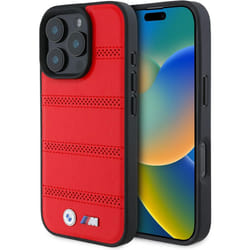 BMW M Perforated Stitched Line Case with MagSafe for iPhone 16 Pro Max 6.9" Red - BMHMP16X23PUSPR