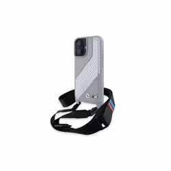 BMW M Series Carbon Stripe & Strap Case for iPhone 16 6.1" Grey - BMHCP16S23PSCCG