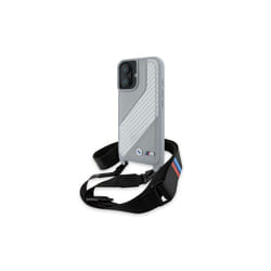 BMW M Series Carbon Stripe & Strap Case for iPhone 16 6.1" Grey - BMHCP16S23PSCCG