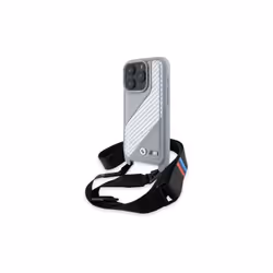 BMW M Series Carbon Stripe & Strap Case for iPhone 16 Pro Max 6.9" Grey - BMHCP16X23PSCCG