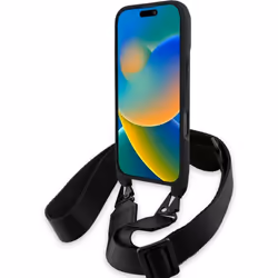 BMW M Series Carbon Tricolor Lines & Strap Case for iPhone 16 Pro 6.3" Black - BMHCP16L23PSVTK