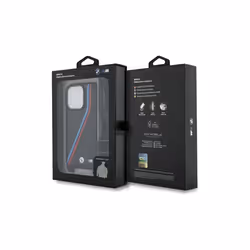 BMW M Series Carbon Tricolor Lines & Strap Case for iPhone 16 Pro Max 6.9" Black - BMHCP16X23PSVTK