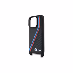 BMW M Series Carbon Tricolor Lines & Strap Case for iPhone 16 Pro Max 6.9" Black - BMHCP16X23PSVTK