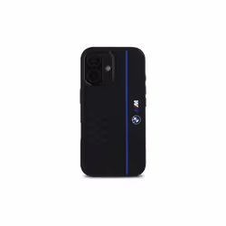 BMW M Series Silicone Hexagon Blue Line Case with MagSafe for iPhone 16 6.1" Black - BMHMP16S23SHEB