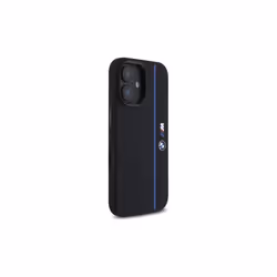 BMW M Series Silicone Hexagon Blue Line Case with MagSafe for iPhone 16 6.1" Black - BMHMP16S23SHEB