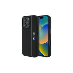 BMW Silicone Hexagon Blue Line Case with MagSafe for iPhone 16 Pro Max 6.9" Black - BMHMP16X23SHEB