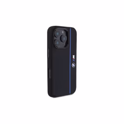 BMW Silicone Hexagon Blue Line Case with MagSafe for iPhone 16 Pro Max 6.9" Black - BMHMP16X23SHEB
