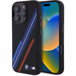 BMW M Series Silicone Random Lines Case with MagSafe iPhone 16 Pro 6.3" Black - BMHMP16L23SSPK