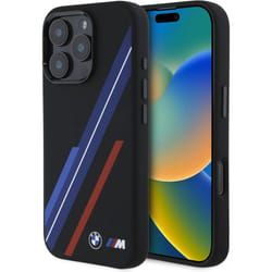 BMW M Series Silicone Random Lines Case with MagSafe iPhone 16 Pro 6.3" Black - BMHMP16L23SSPK