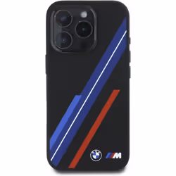 BMW M Series Silicone Random Lines Case with MagSafe iPhone 16 Pro 6.3" Black - BMHMP16L23SSPK