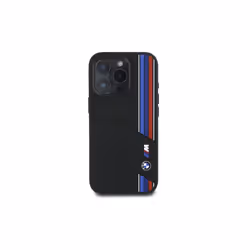 BMW M Series Silicone Cut Tricolor Lines Case with MagSafe for iPhone 16 Pro Max 6.9" Black - BMHMP16X23SCUK