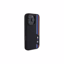 BMW M Series Silicone Cut Tricolor Lines Case with MagSafe for iPhone 16 Pro Max 6.9" Black - BMHMP16X23SCUK