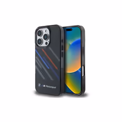 BMW Motorsport IML Random Stripes Case with iPhone 16 Pro 6.3" Black - BMHCP16L23HTRAK