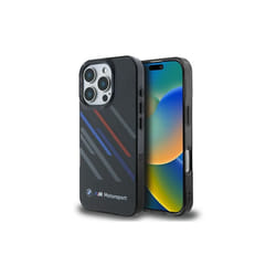 BMW Motorsport IML Random Stripes Case with iPhone 16 Pro 6.3" Black - BMHCP16L23HTRAK