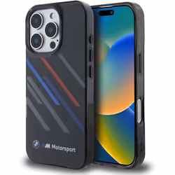 BMW Motorsport IML Random Stripes Case for iPhone 16 Pro Max 6.9" Black - BMHCP16X23HTRAK