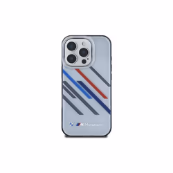 BMW Motorsport IML Random Stripes Case for iPhone 16 Pro Max 6.9" Grey - BMHCP16X23HTRAG
