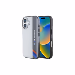 BMW Motorsport IML Vertical Stripe Case for iPhone 16 6.1" Grey - BMHCP16S23HTFEG