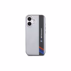 BMW Motorsport IML Vertical Stripe Case for iPhone 16 6.1" Grey - BMHCP16S23HTFEG