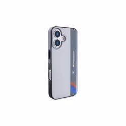 BMW Motorsport IML Vertical Stripe Case for iPhone 16 6.1" Grey - BMHCP16S23HTFEG