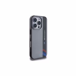 BMW Motorsport IML Vertical Stripe Case for iPhone 16 Pro 6.3" Grey - BMHCP16L23HTFEG