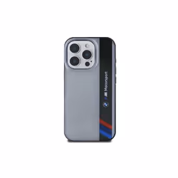BMW Motorsport IML Vertical Stripe Case for iPhone 16 Pro Max 6.9" Grey - BMHCP16X23HTFEG