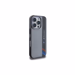 BMW Motorsport IML Vertical Stripe Case for iPhone 16 Pro Max 6.9" Grey - BMHCP16X23HTFEG