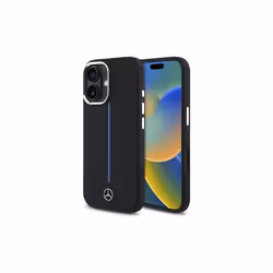 Mercedes Benz Silicone Blue Stripe Case with MagSafe for iPhone 16 6.1" Case Black - MEHMP16S23SUMBK