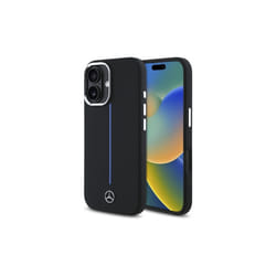Mercedes Benz Silicone Blue Stripe Case with MagSafe for iPhone 16 6.1" Case Black - MEHMP16S23SUMBK