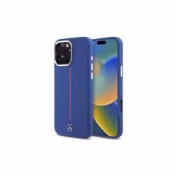 Mercedes Benz Silicone Red Stripe Case with MagSafe for iPhone 16 Pro Max 6.9" Navy Blue - MEHMP16X23SUMRV