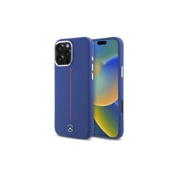 Mercedes Benz Silicone Red Stripe Case with MagSafe for iPhone 16 Pro Max 6.9" Navy Blue - MEHMP16X23SUMRV