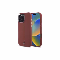 Mercedes Benz Silicone White Stripe Case with MagSafe for iPhone 16 Pro Max 6.9" Red - MEHMP16X23SUMSR