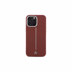 Mercedes Benz Silicone White Stripe Case with MagSafe for iPhone 16 Pro Max 6.9" Red - MEHMP16X23SUMSR